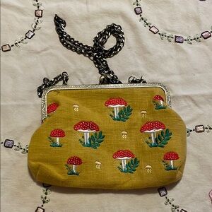 Embroidered Mushroom Yellow Crossbody